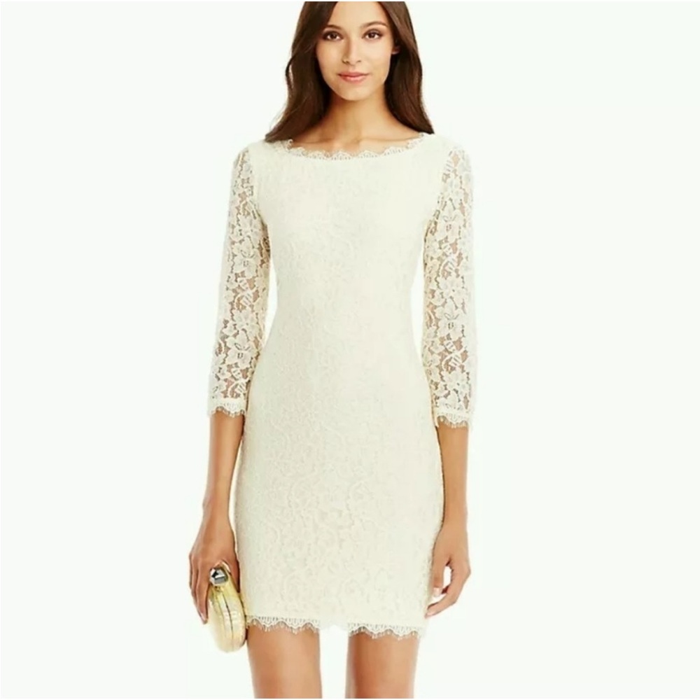 NWT Diane Von Furstenberg Zarita Ivory Lace Sheath Dress